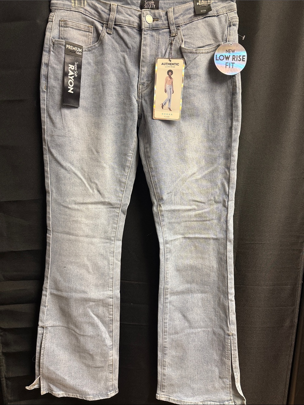 Simple Society Low Rise Flare Jeans - Light Blue